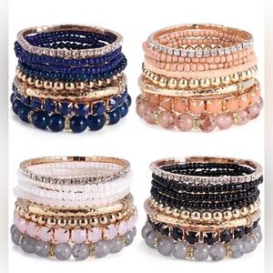 NWT 4 Sets Bohemian Bracelet Sets for Women Multi-Color Bohemian Stackable